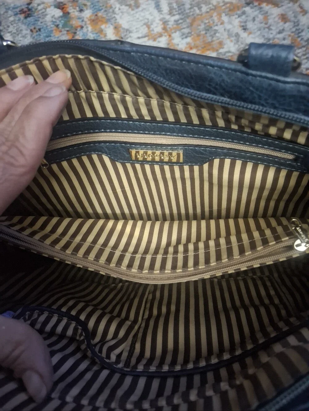 DIOPHY Two-Tone Black and Brown Women's Satchel with Gold Hardware